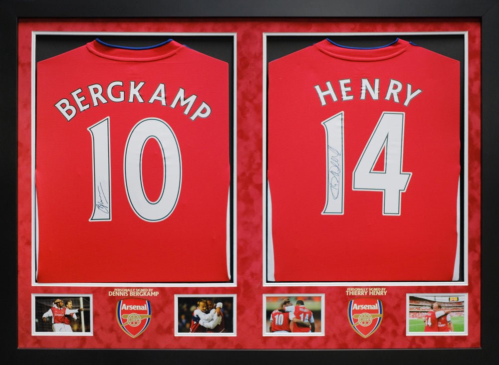 Dennis Bergkamp Thierry Henry signed Dual Shirt display - Memorabilia Framers Shop